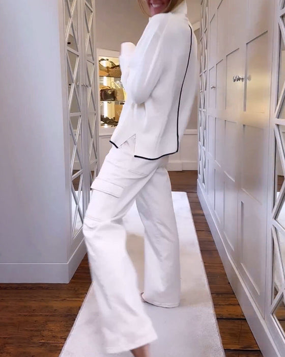 Pulower z wysokim dekoltem i długim rękawem