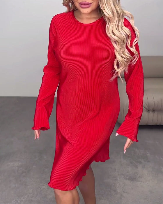 Sukienka casualowa w jednolitym kolorze, do kolan