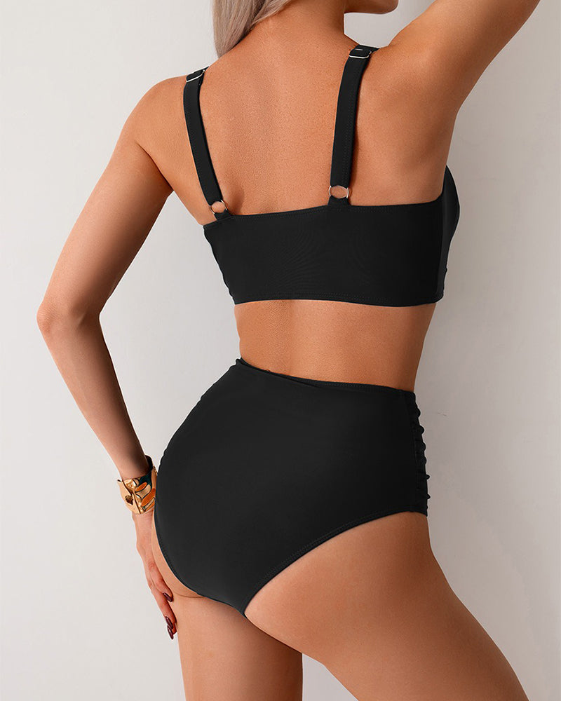 Bikini Jednokolorowy Węzeł Wysoki Stan Seksowny