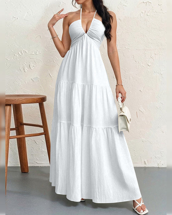 Sukienka Moda Gładki Halter