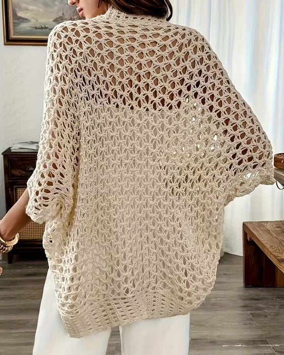 Cardigan Wycięcie Luźny Dzianinowy