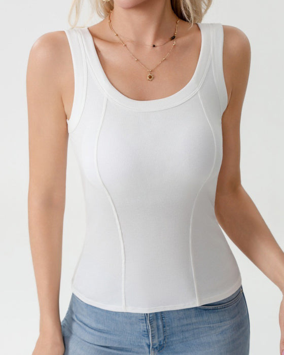 Top Cami Jednokolorowy Z Wbudowanym Biustonoszem
