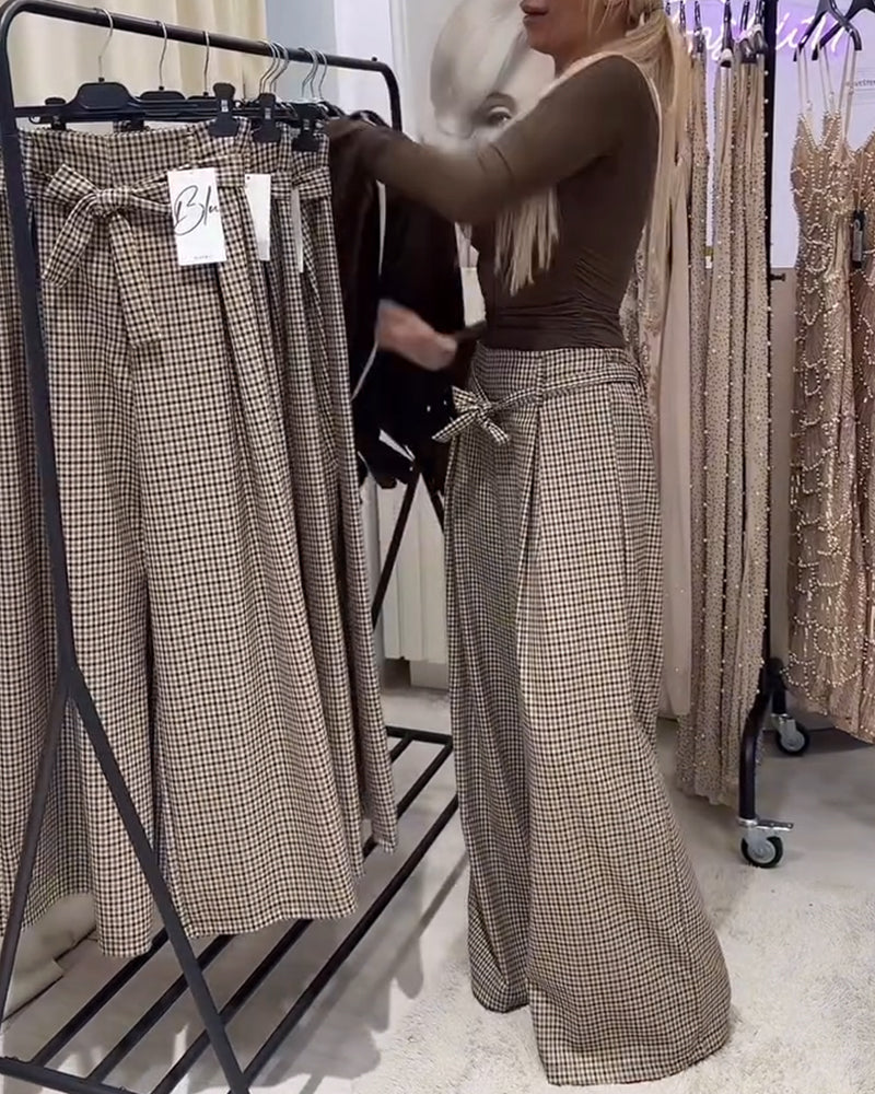 Szerokie Spodnie W Pepitkę W Stylu ”Old Money”