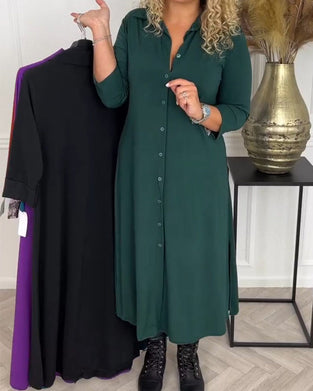 Zapinana na guziki sukienka koszulowa w jednolitym kolorze