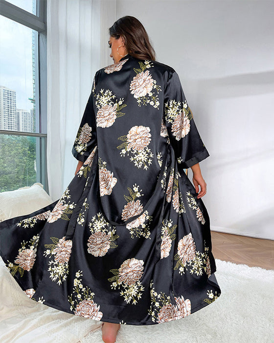 Seksowna piżamowa sukienka z jedwabiu w dużych rozmiarach