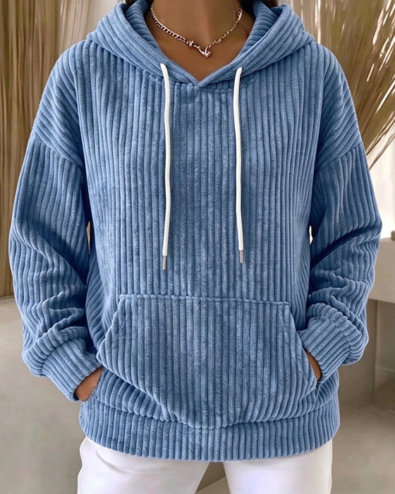 Hoodie Gładki Ściągacz Swobodny