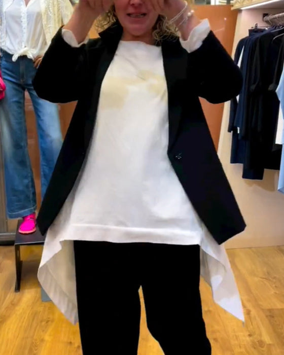 Bluzka z okrągłym dekoltem w jednolitym kolorze