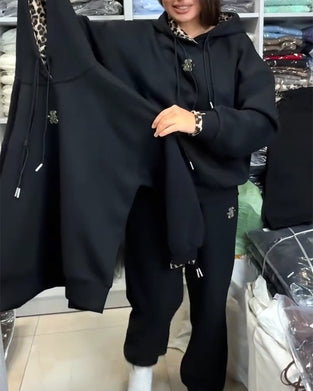 Zestaw Dwuczęściowy W Leopardzim Printcie Z Kapturem