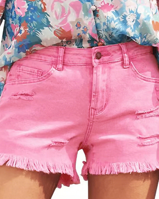 Szorty Surowe Wykończenie Denim
