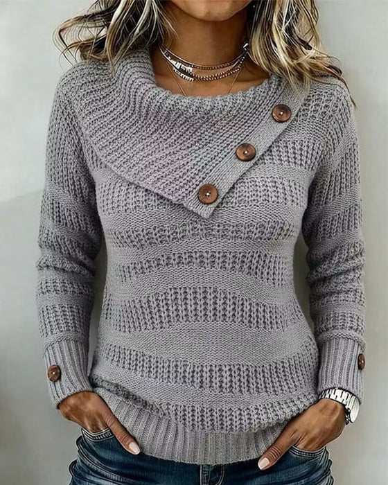 Sweter Ukośny Klapa Guzik