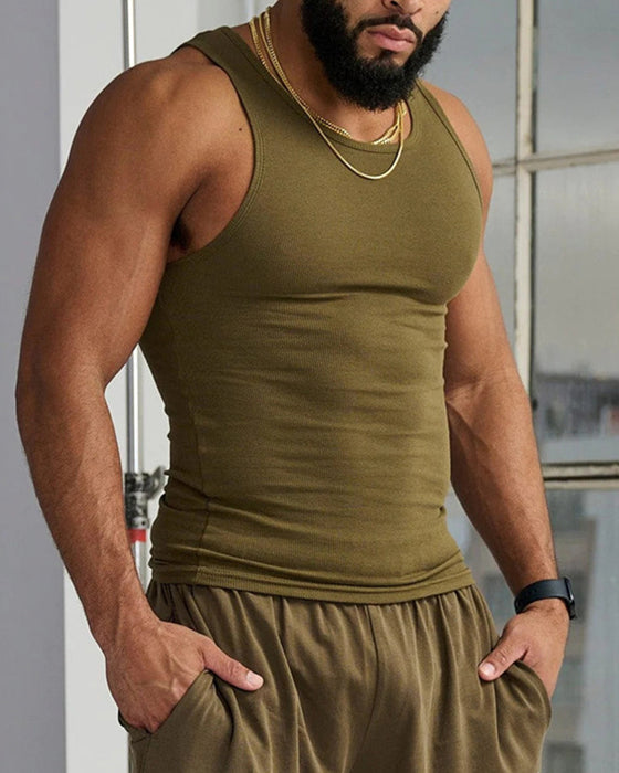 Męska jednokolorowa koszulka bez rękawów