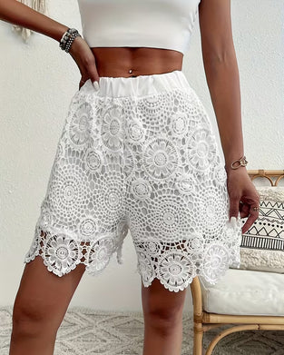 Shorts Moda Szydełkowe Jednokolorowe