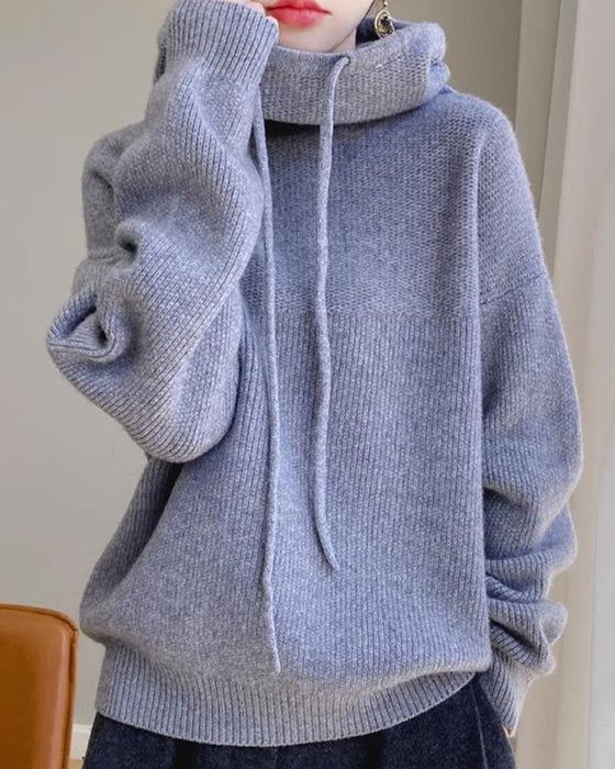 Sweter Cowl Kołnierz Długi Rękaw