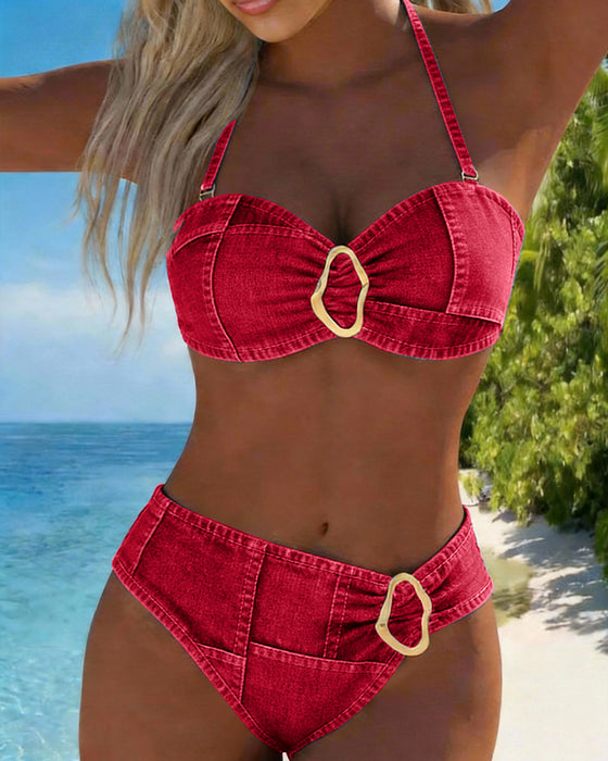 Bikini Podwiązka Metalowa Klamra Dwuczęściowy