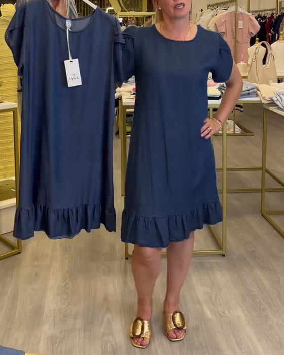 Sukienka Casual Denim Marszczona