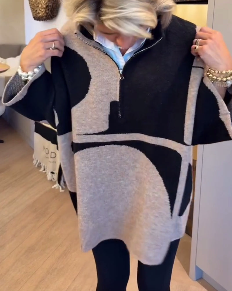 Sweter Z Półzamkiem I Modnym Stójkowym Kołnierzem