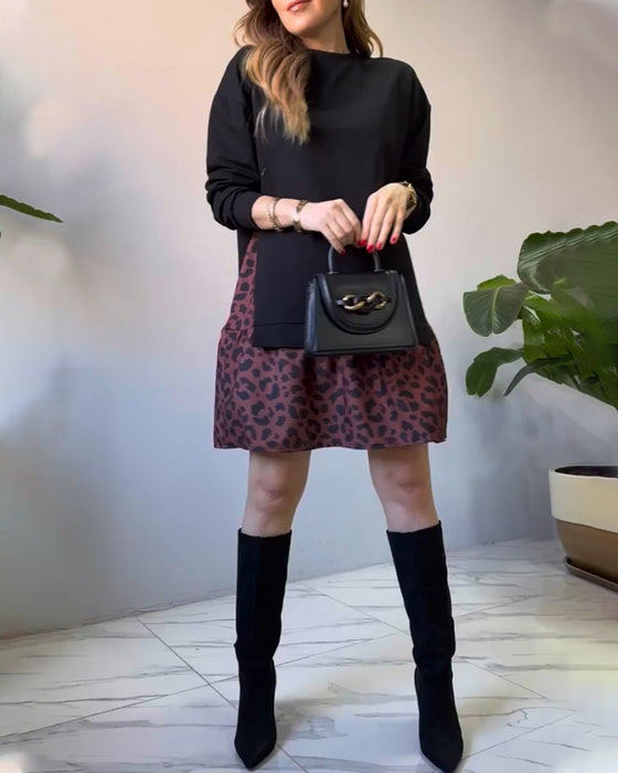 Patchworkowa sukienka w panterkę na co dzień