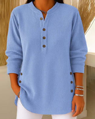 Sweter Henley Guzik Gładki