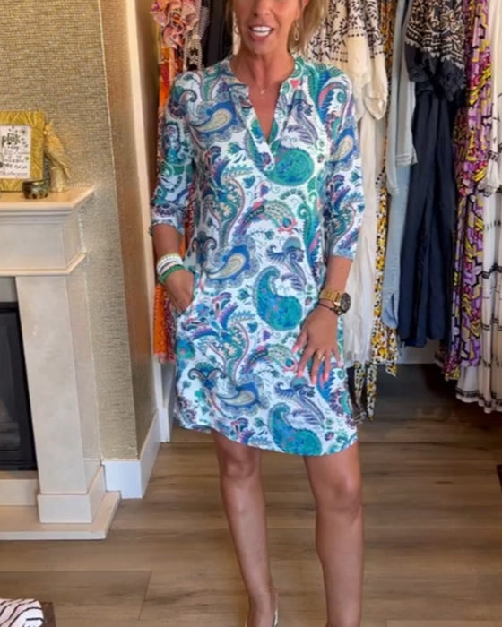 Sukienka z rękawami 3/4 i kieszeniami