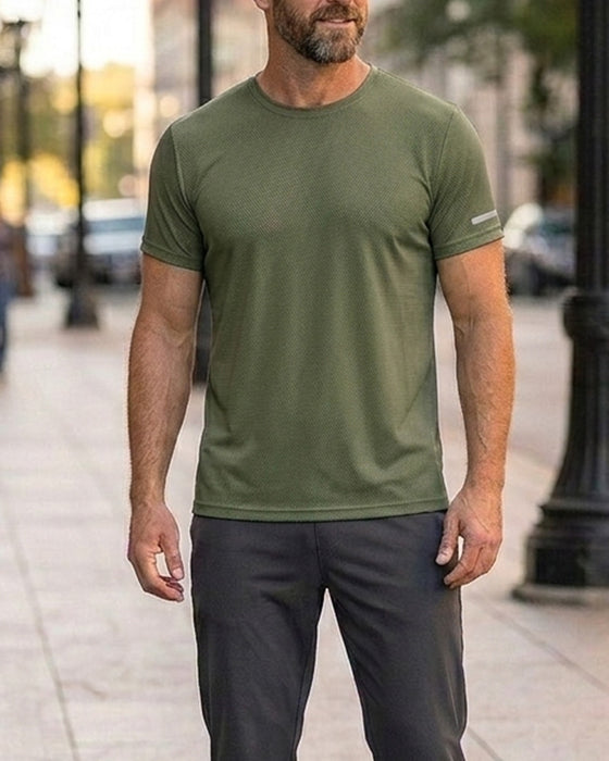 Męski T-Shirt Jednokolorowy Krótki Rękaw Sportowy