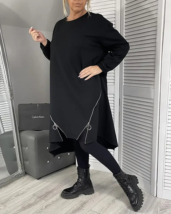 Luźna Oversize Sukienka Z Zamkiem