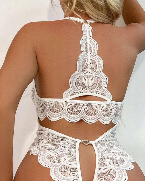 Koronkowa Seksowna Piżama Z Otwartym Krokiem