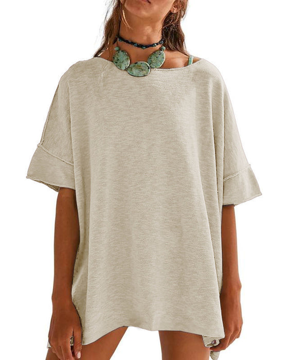 T-Shirt Jednokolorowy Patchwork Półrękaw