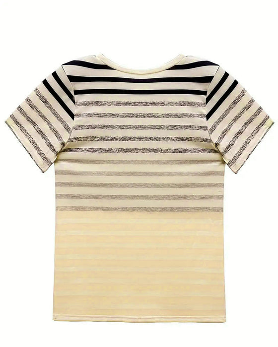 T-Shirt Okrągły Dekolt Krótki Rękaw W Paski