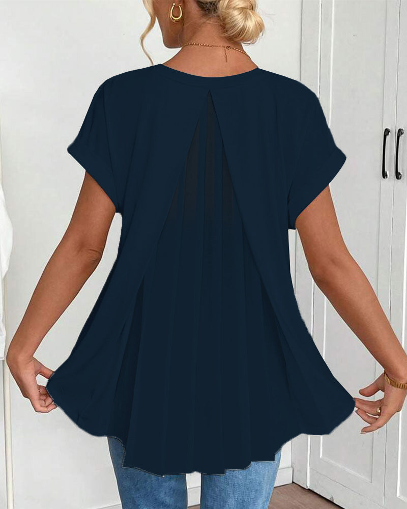 T-Shirt Z Krótkim Rękawem Jednolity Kolor Patchwork