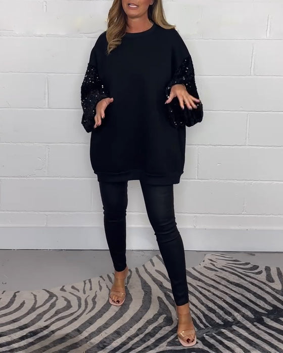 Bluza z długim rękawem i okrągłym dekoltem