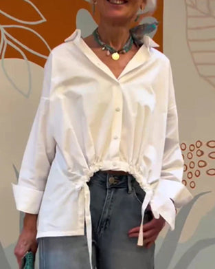 Bluzka z guzikami w jednolitym kolorze do pracy