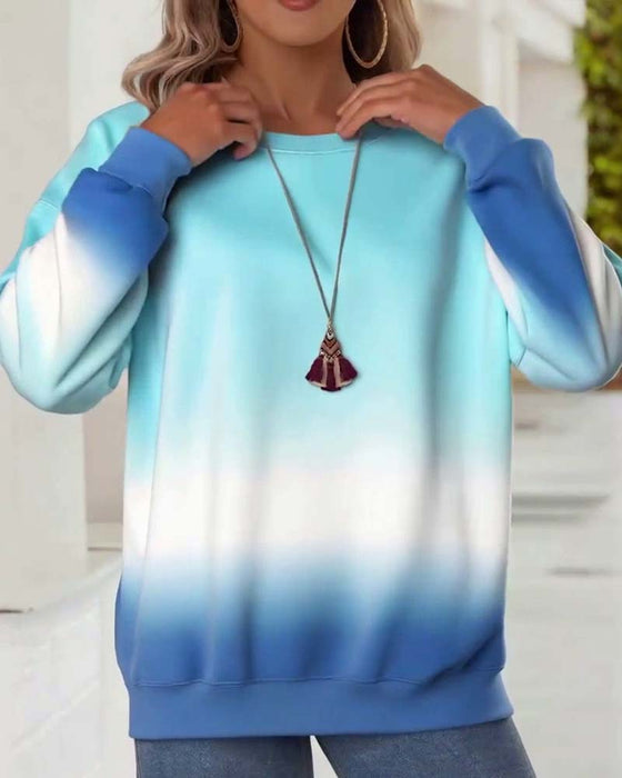 Bluza casualowa z okrągłym dekoltem i gradientem