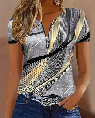 T-Shirt Zamek Błyskawiczny Cyfrowy Nadruk
