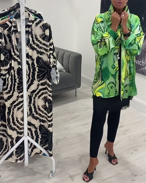 Koszula z guzikami i nadrukiem twarzy