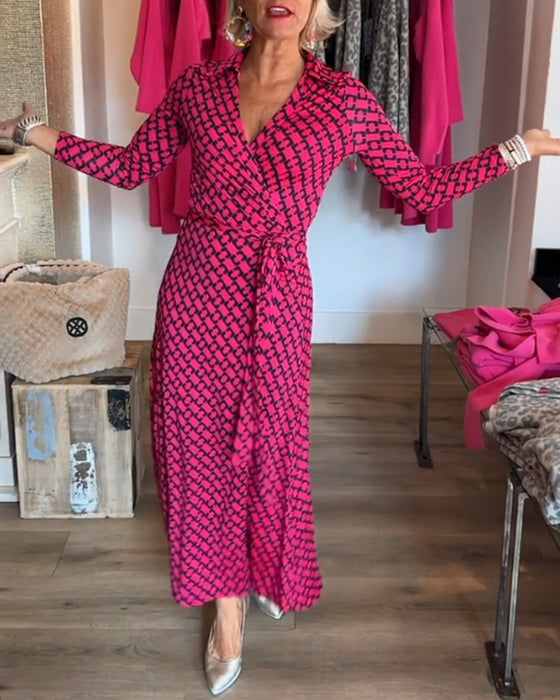 Elegancka sukienka maxi z dekoltem w kształcie litery V