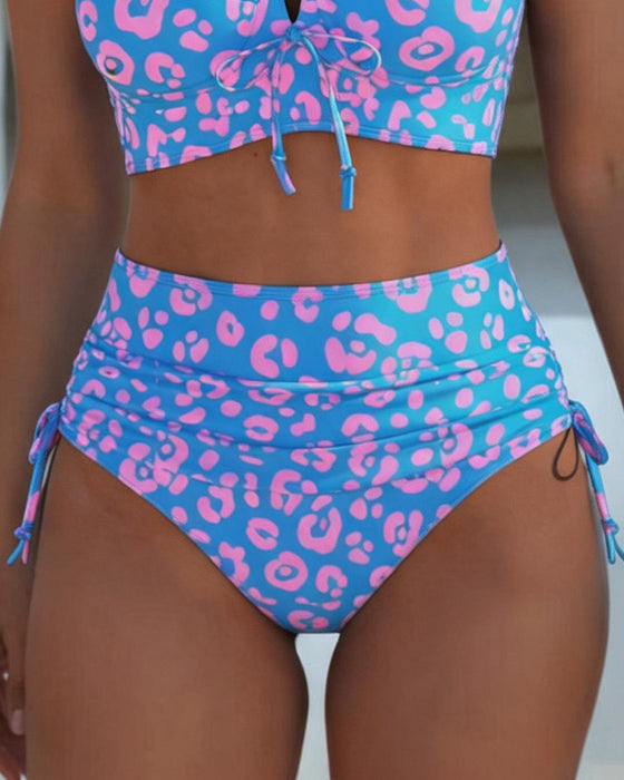 Bikini Z Sznurowaniem, Wzór Lamparta