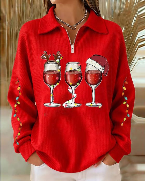 Sweatshirt Klapa Zamek Błyskawiczny Świąteczny Styl