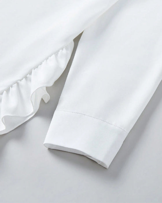 Koszula w jednolitym kolorze z falbaną i guzikami