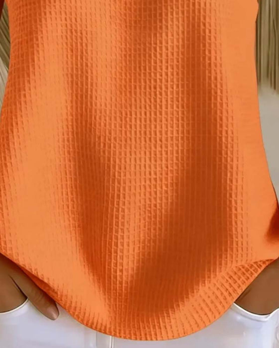 Tank Top Okrągły Dekolt Bez Rękawów Wafel Guzik