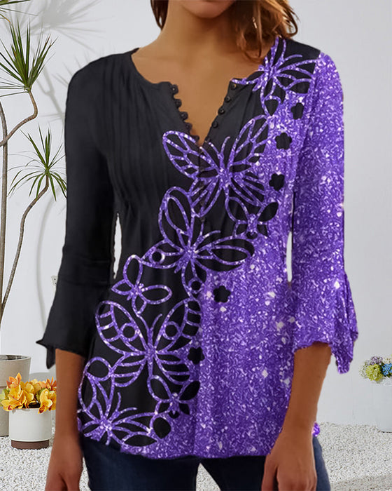 Bluzka z nadrukiem z dekoltem V