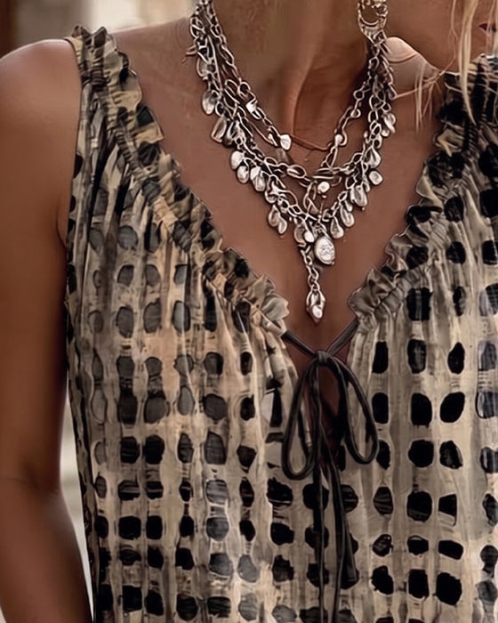 Tank Tops Polka Dot Nadruk Falbana