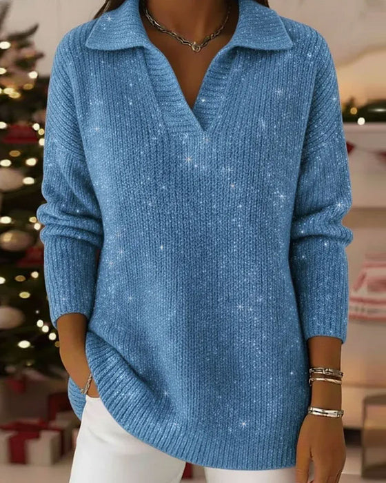 Sweter Klapa Długi Rękaw Luźny