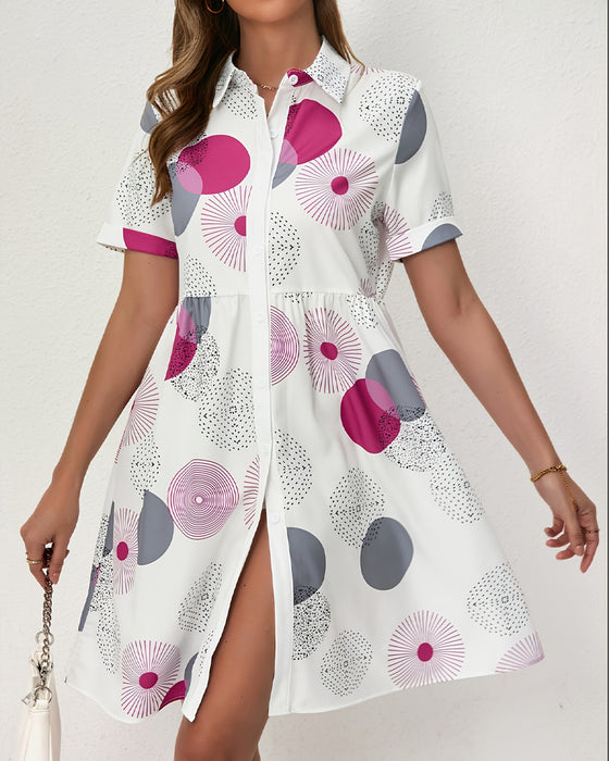 Sukienka Polka Dot Nadruk Koszula