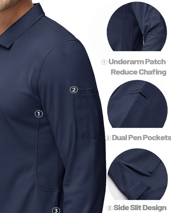 T-Shirt Kołnierz Polo Długi Rękaw Swobodny