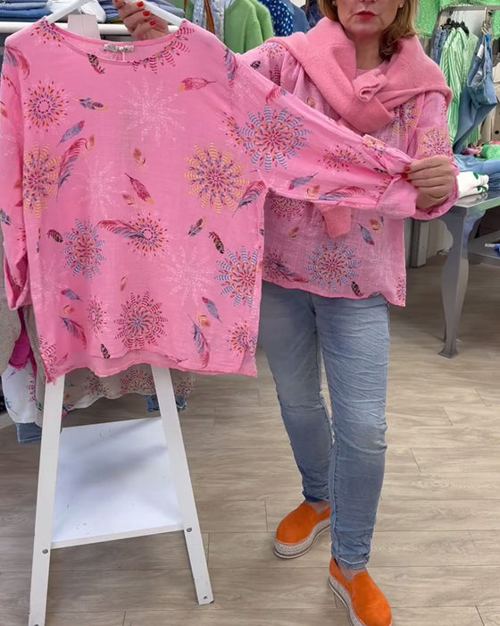 T-Shirt Długi Rękaw Drukowany