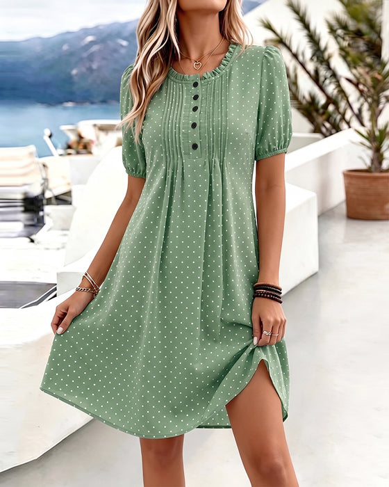 Sukienka Okrągły Dekolt Polka Dot Ruffle