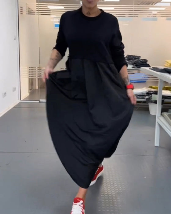 Luźna sukienka maxi w jednolitym kolorze