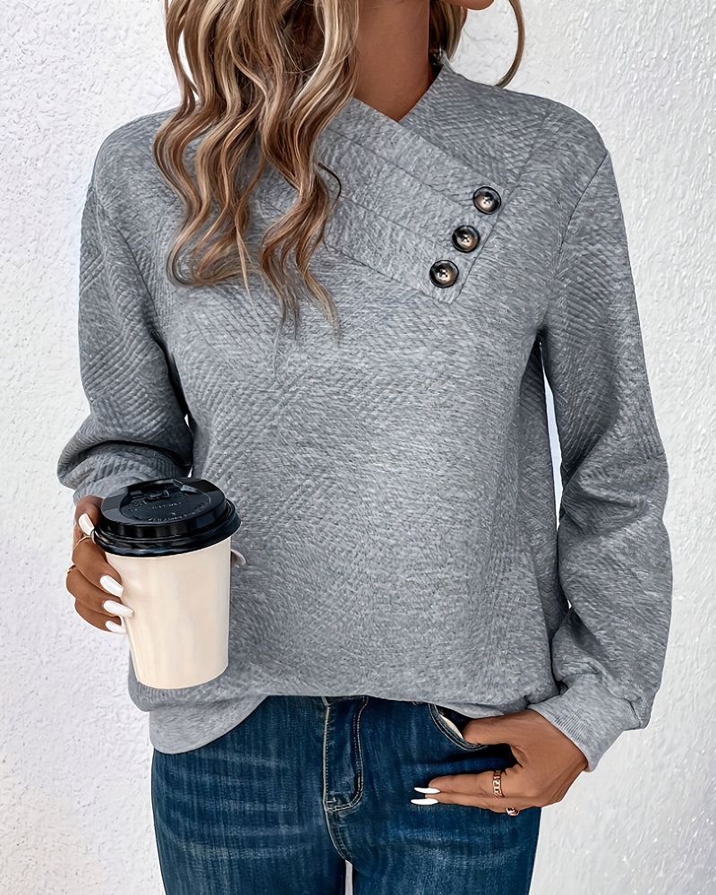 Asymetryczny Sweter Dresowy W Kratę Z Długimi Rękawami