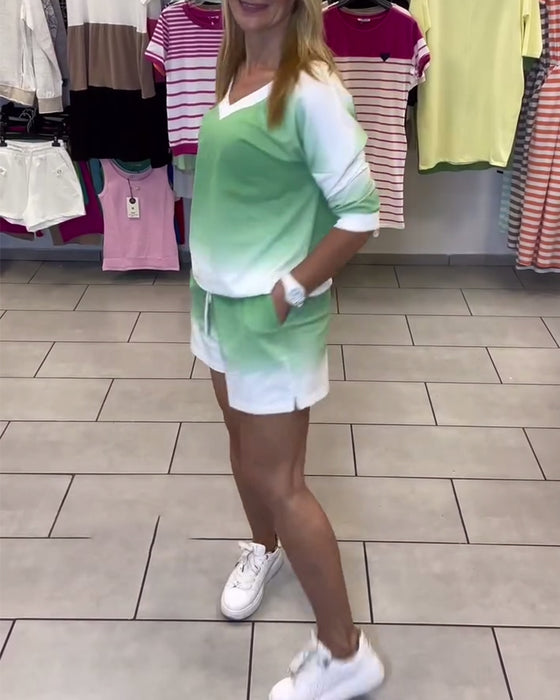 Zestaw Długi Rękaw V-Dekoltu Gradient Sportowy