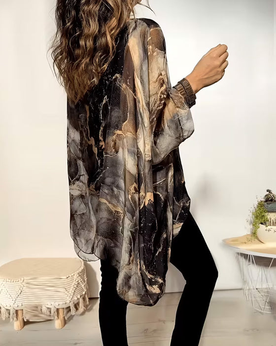 Bluza Rękaw Nietoperza Tie-Dye Luźny